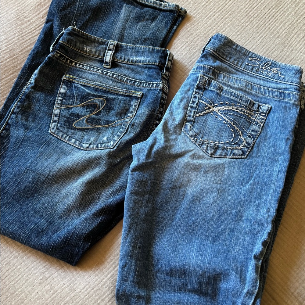 2 Pairs! Silver Jeans Women's Boot Cut Jeans - Dark Blue - Picture 2 of 9